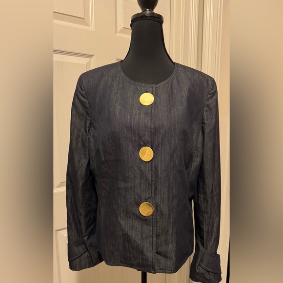 Doncaster Denim and Gold Blazer with Structured Design - Picture 1 of 13